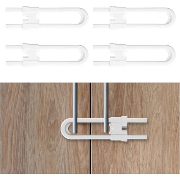 Barnsäkra skåplås, 4-pack babyskåplås - Lämpliga U-formade barnsäkra dörrlås