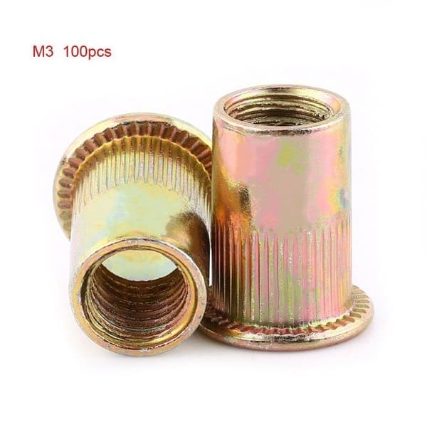 Plattgängad nitmutter i kolstål M3-M12 (M3x100 st)