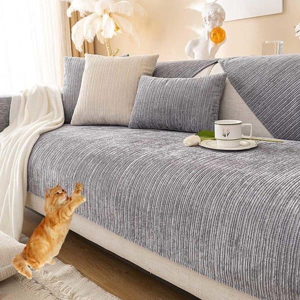 Kattsoffskydd, hörnsoffskydd, fläckbeständigt soffskydd, grått - 90*160cm