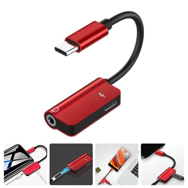 Type-C til 3,5 mm adapter 2-i-1 profesjonell hodetelefonadapterkonverter