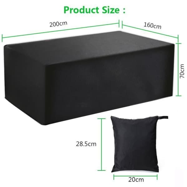 (Sort) Beskyttelsesovertræk til havemøbler i polyester - 200 x 160 x 70 cm - Sort