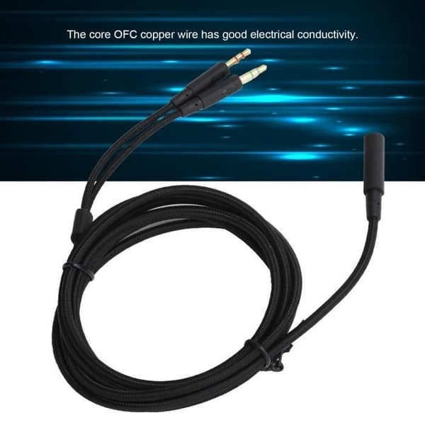 Tbest lydadapterkabel 2-i-1 hodetelefonlydkabeladapter passer til Kingston HyperX Cloud Stinger / Cloud Mix /