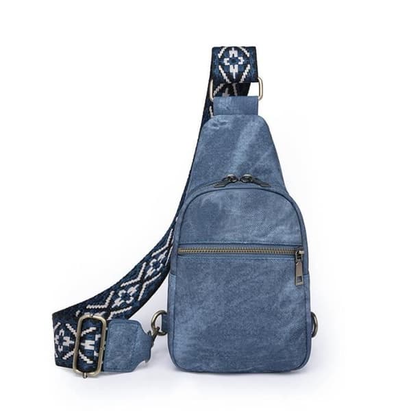 (Grå)INSFITY Dame Crossbody Taske i Kunstlæder - Blå