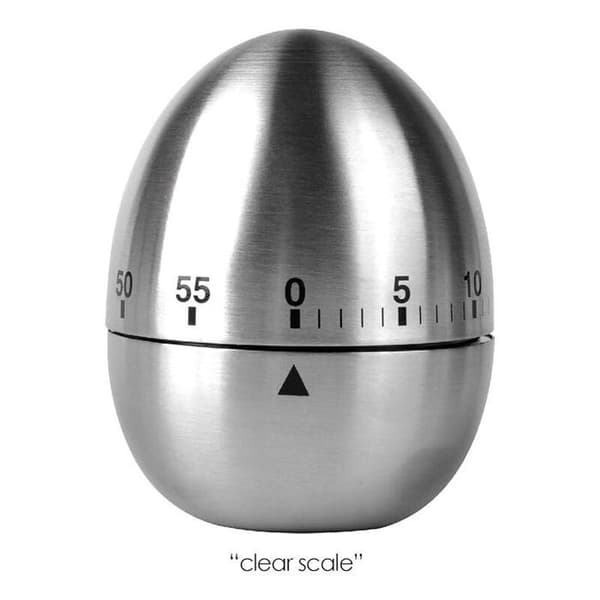 Mekanisk roterende eggtimer i rustfritt stål med alarm, 60-minutters koketimer