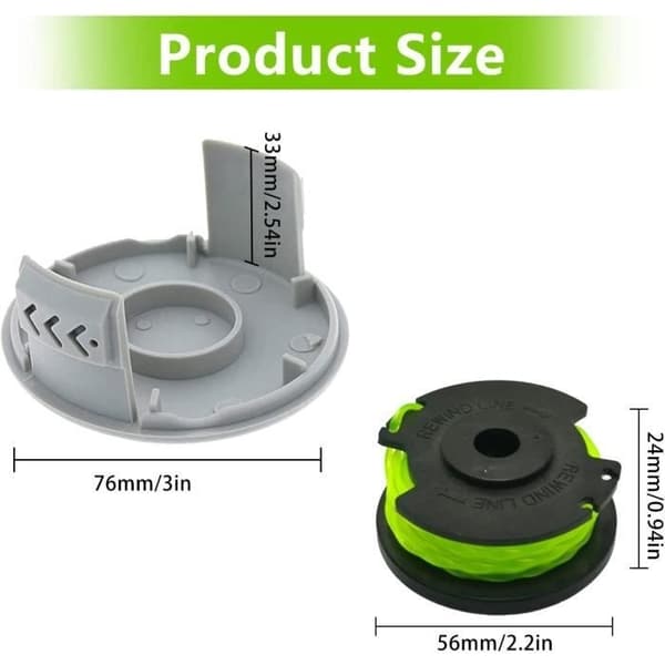(Sort) Reservespole til Ryobi RAC143 RLT36B33 og RY36LT33A-0 buskrydder (6 spoler + 1