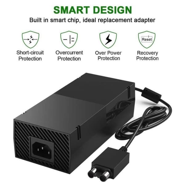 Xbox One strømforsyning - BONAEVER - AC-adapter - 100-240V - Hurtiglading - LED-indikator