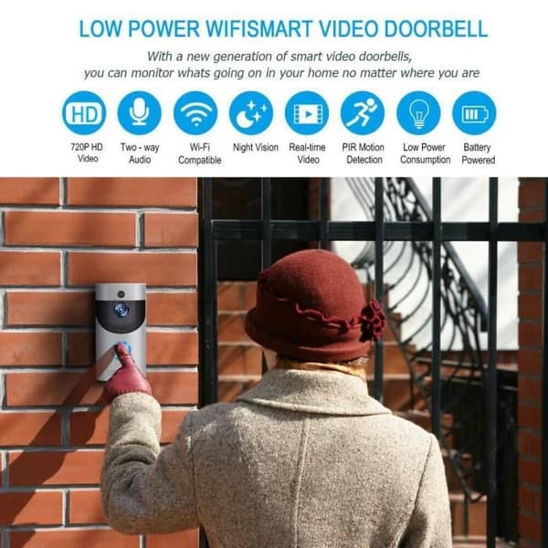 Vattentät trådlös videodörrklocka - 720P WiFi-dörrklocka Säkerhet IR