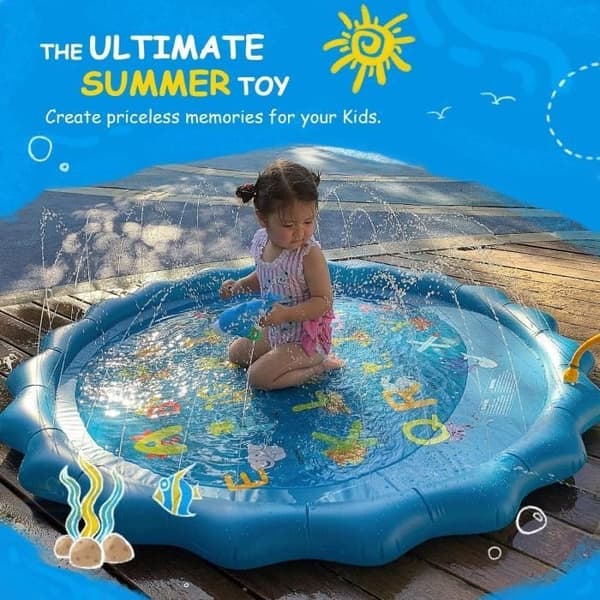 (Blå) Børnepoolmåtte - Splash Play - 170 cm - Luftsprinkler - Blå