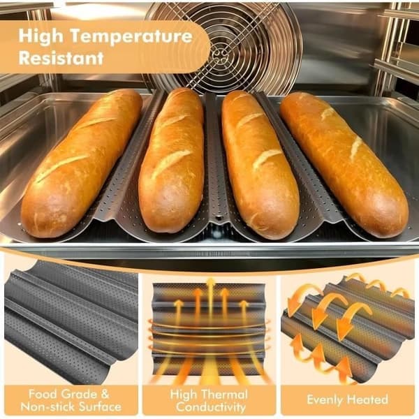 Baguettebrødform, 4 huller Baguetteform Ovnbageplade