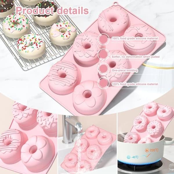 2 silikone donutforme, donutforme, donutforme med 6 hulrum, silikone donutforme, silikoneform,