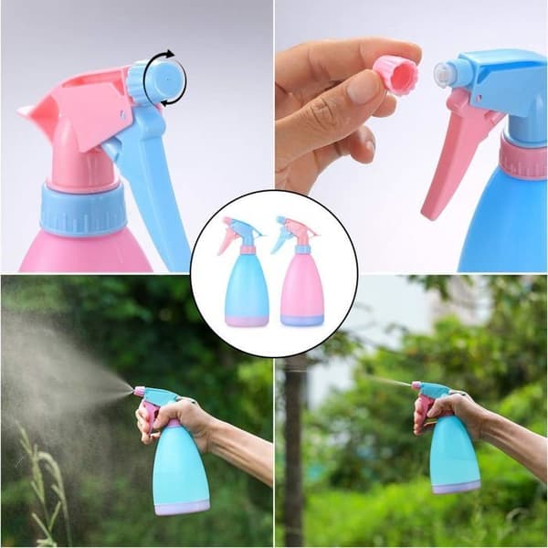 Set med 2 stora växtsprutor i plast, 500 ml, tomma sprayflaskor (rosa, blå)