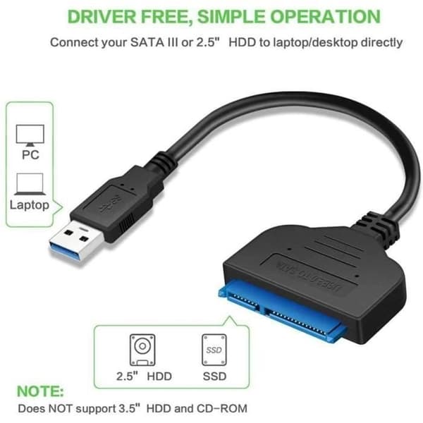USB til SATA-adapterkabel – Uspesifisert – SATA III – USB 3.0 – 2,5 tommer – 6 Gbps