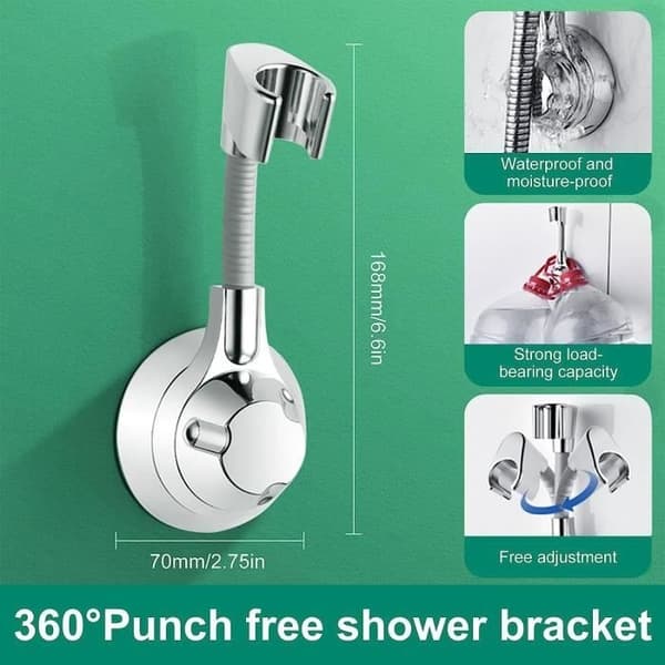 360° dusjhodeholder - Universal - Ingen boring -
