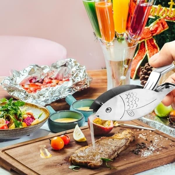 Fiskeformet citronpresser - Citronpresser i rustfrit stål til fødevarer, manuel citruspresser