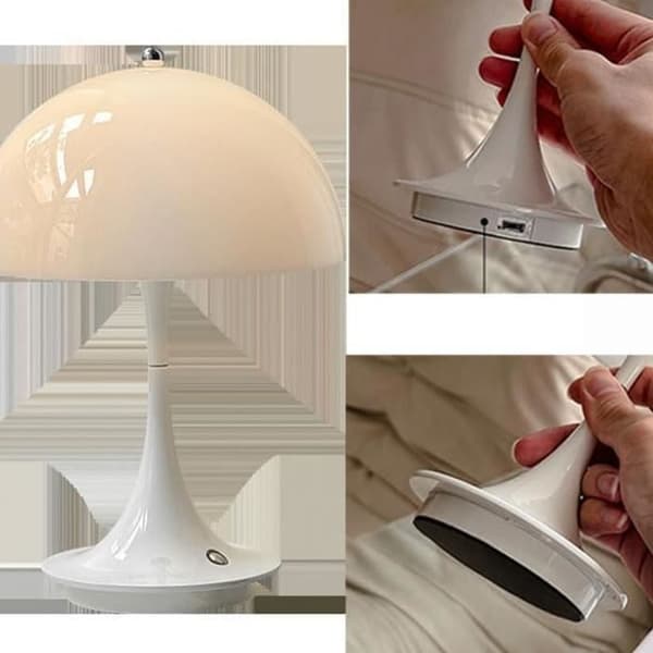 Soppformet bordlampe, LED, trådløs, 3000K–6000K, moderne