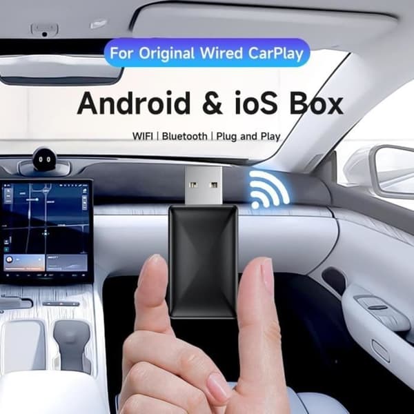 1 trådløs Carplay-adapter - PRUMYA - Hurtig og stabil forbindelse - Bluetooth og WiFi - Plug & Play