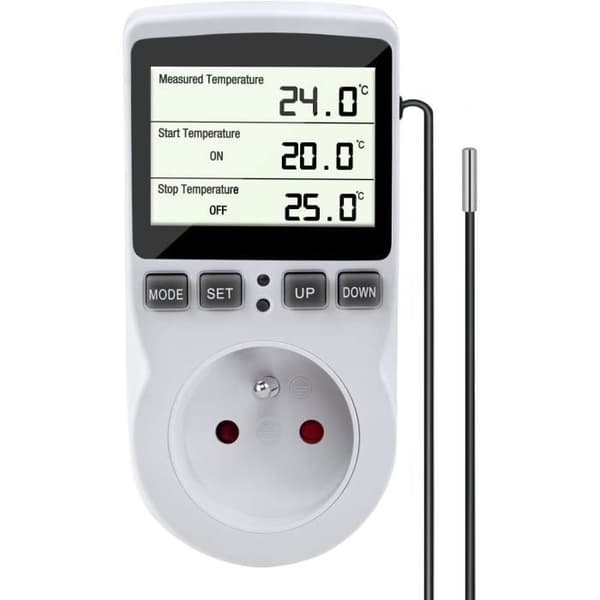 Termostatuttak, digital programmerbar uttakstimer med sonde, drivhusvarmer til akvarium