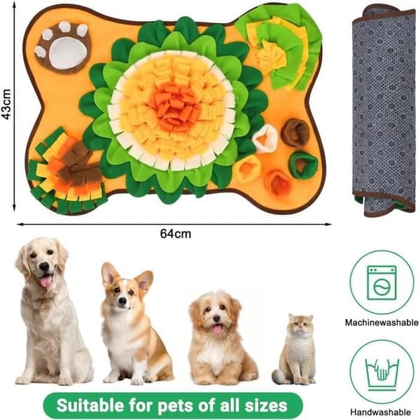 Snusematte til hund, sammenleggbar snusematte til hund, snusematte for hunder med flere vanskelighetsgrader, fôring