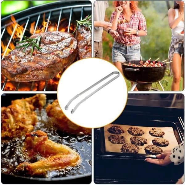Grilltang - Rustfrit stål - Sæt med 2 - Moderne design - Sikkert greb - Integrerede ruller