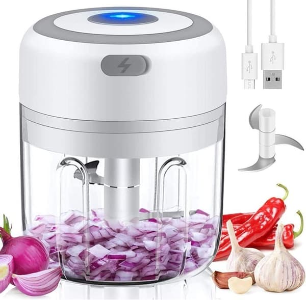 Elektrisk hakker, mini løghakker, hvidløgspresser, multihakker foodprocessor, mini foodprocessor