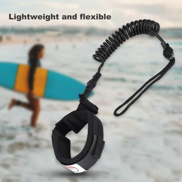 Stand Up Paddle Board 5 mm spiralfjærfottau surfebånd for surfebrett (svart)