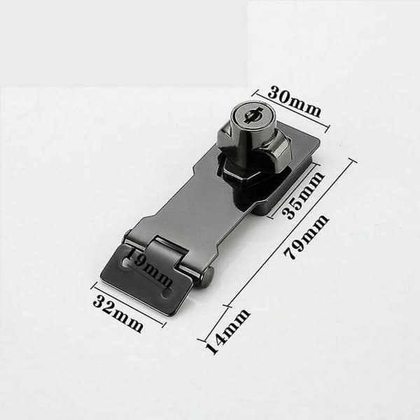 (Sort) Låse og rigel - LARGEIGHT - Nøglehasp - 7,6 cm - Metal - Sort