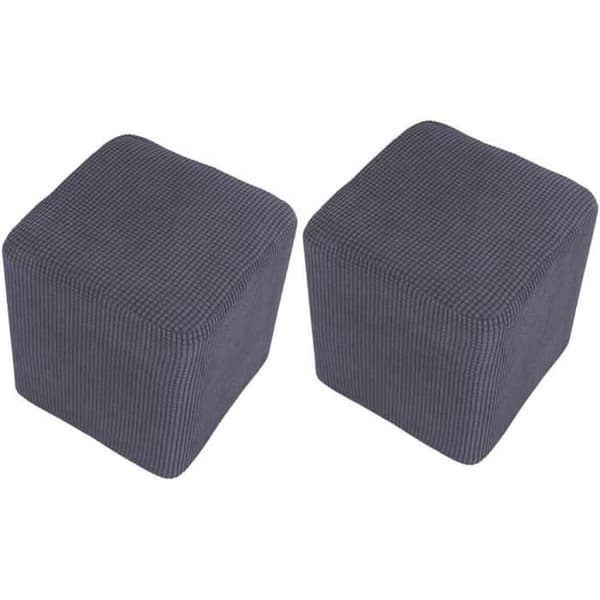 st sammetssittpuff, rektangulär stretchsittpuff, elastisk låg sittpuff, för vardagsrum, endast överdrag, pall ingår ej (grå)