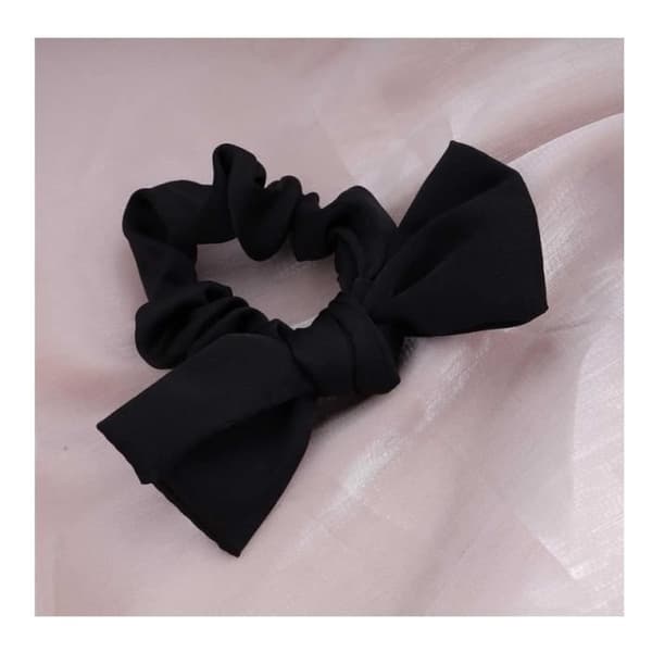 Satin scrunchie rep elastiskt sidenband svart rosettknut hästsvans hårrep siden satin