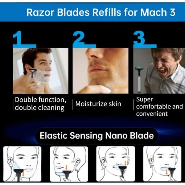 Herrebarberblade, barberbladsrefills til Gillette, 8 stk.