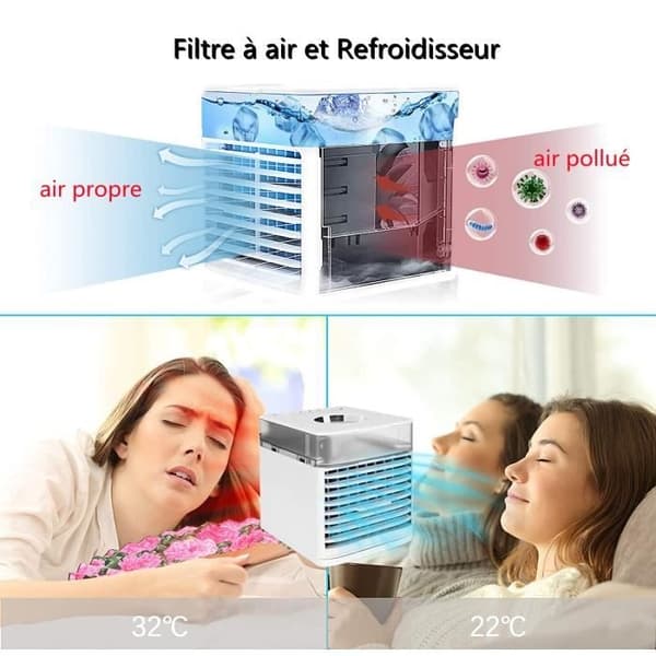 Mini bærbar luftkøler, 4-i-1 USB mini køleblæser, energibesparende