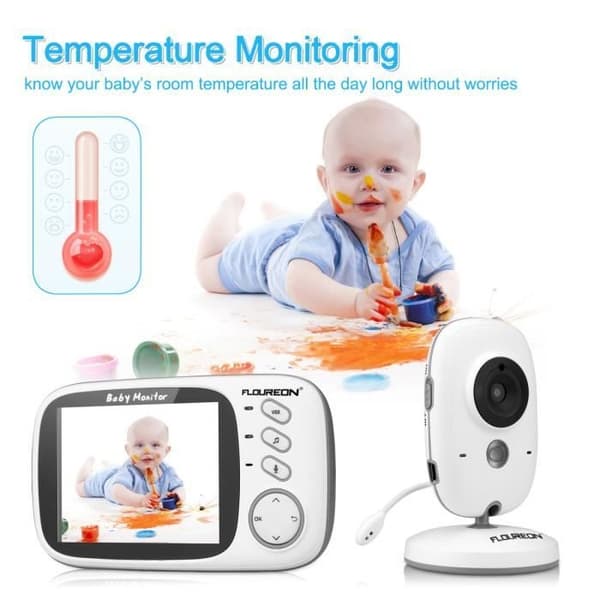 FLOUREON Digital Babymonitor 3,2" Trådløs 2,4 GHz LCD Sikkerhetskamera Nattsyn EU