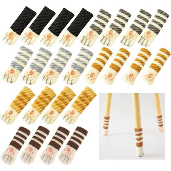 24 st stolsockor, elastiska stolsockor, stickade stolsbenskydd, katttassstolsockor