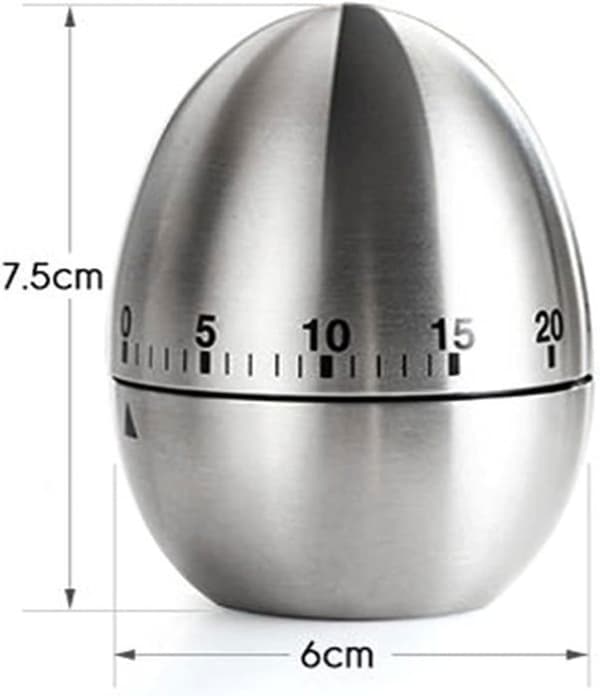 Eggformet kjøkkentimer i rustfritt stål for matlaging, håndvaskbar