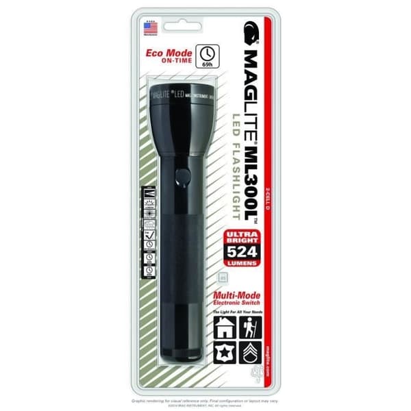 (Sort) MAGLITE ML300 2D LED-lommelygte 524 LUM