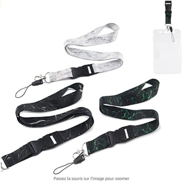 Sort polyester lanyard loop til ID-kort, mobiltelefoner, nøgler, 5 stk. BADGE HOLDER