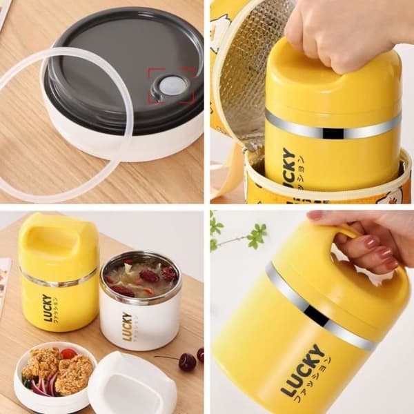 (Gul) Isolerad matbehållare - Ej specificerad - Dubbelskiktad - 560 ml - Gul - Med