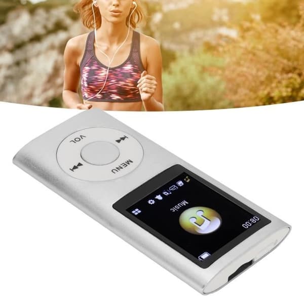 (Sølv) MP3-spiller - QIILU - Sølv - 64 GB - Tapsfri lydkvalitet - Enkel å bruke