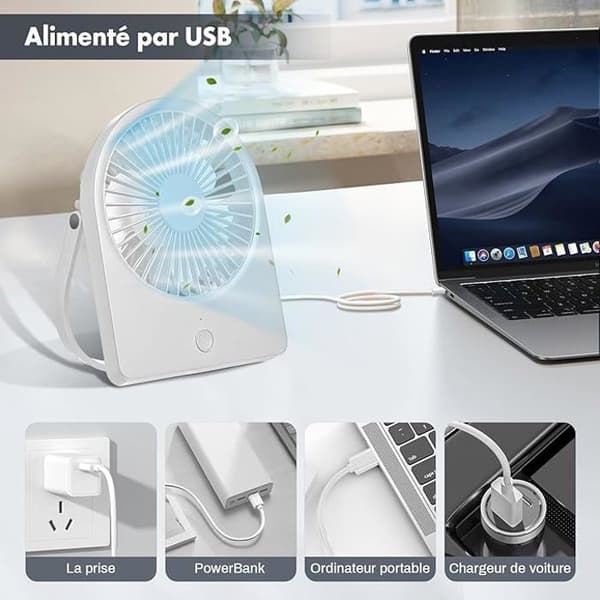 Mini ultra-stille bordventilator, USB-bordventilator, egnet til hjem og
