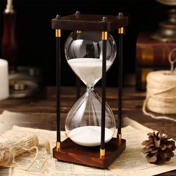 Timeglass-timer, timer for bursdager og skoleleker, hvit, 60 minutter