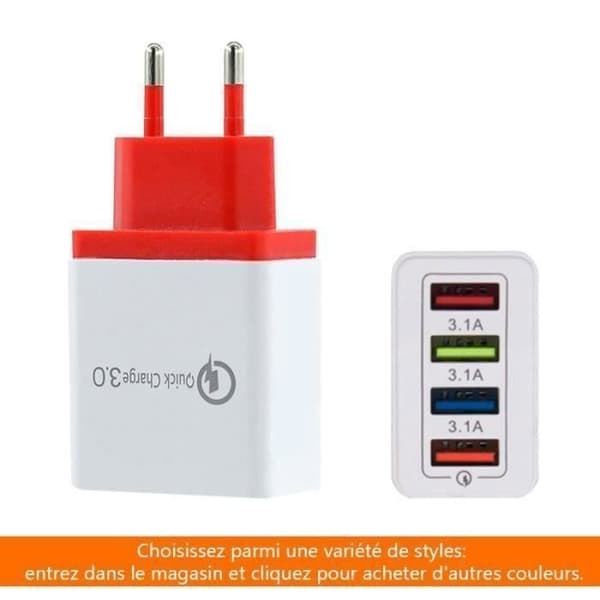Porte Universal USB-vægoplader 3.1A, USB-strømadapter kompatibel med iOS, Android, bærbare enheder