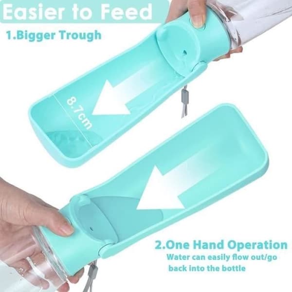 FODERDISPENSER Hundevandflaske - Multifunktionel kæledyrsvandflaske til hunde og katte - 550ML -