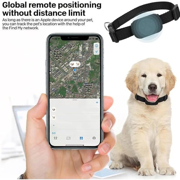 GPS-halsbånd til hund/kat, til Apple Find (kompatibel med iOS/Android) blå