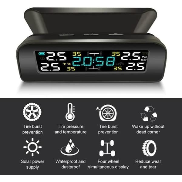 TPMS-trykksensor, intern sensor -- Universelt trådløst soldrevet dekktrykkovervåkingssystem TPMS