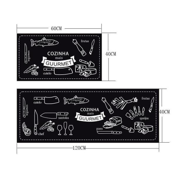 Skridsikre køkkenmåtter - 2 stk. - Sorte - Absorberende - Maskinvaskbare - Slankt design