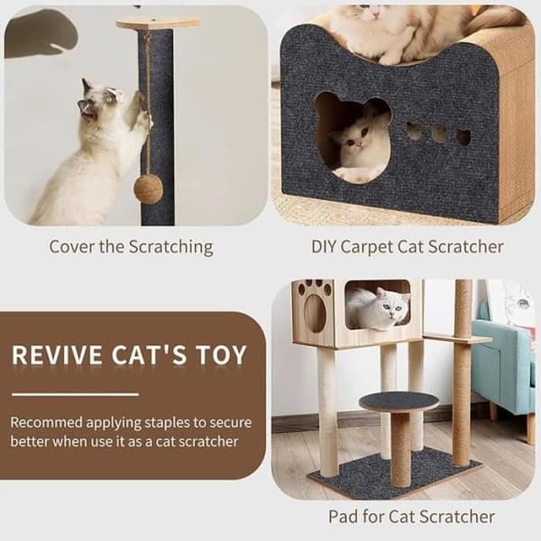 Kloresofa til katter, 30*30 cm kloremette til katter, selvklebende kloremette til katter, klorebrett til katter du kan selv trimme