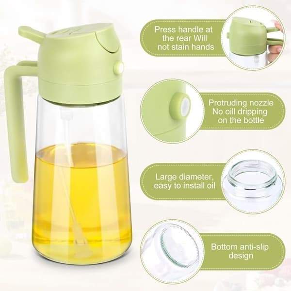 470 ml oliesprøjte og dispenser 2 i 1, olivenoliedispenser, køkkenoliesprøjte i glas [A1]