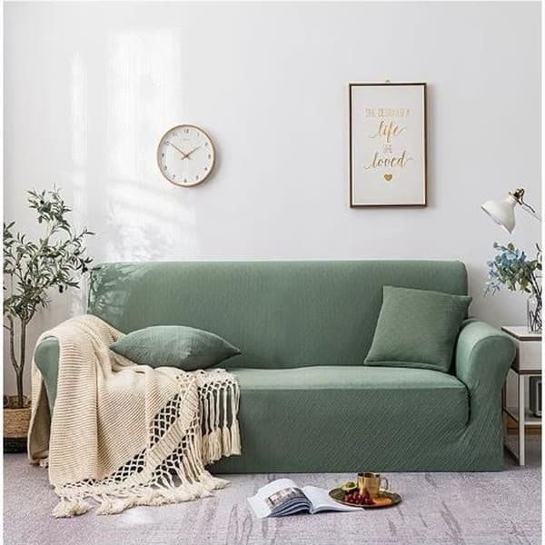 Trekk til 3-seters sofa - polyester - grønn - sofatrekk 190-230 cm