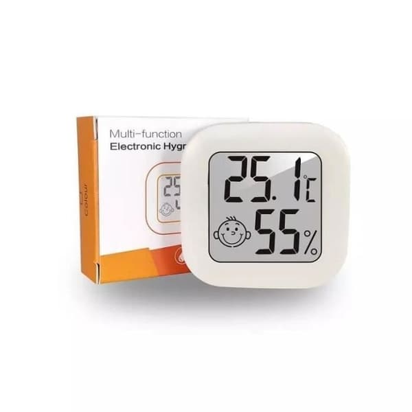 Innendørstermometer/hygrometer – mini – LCD – hvit – pakke med 2