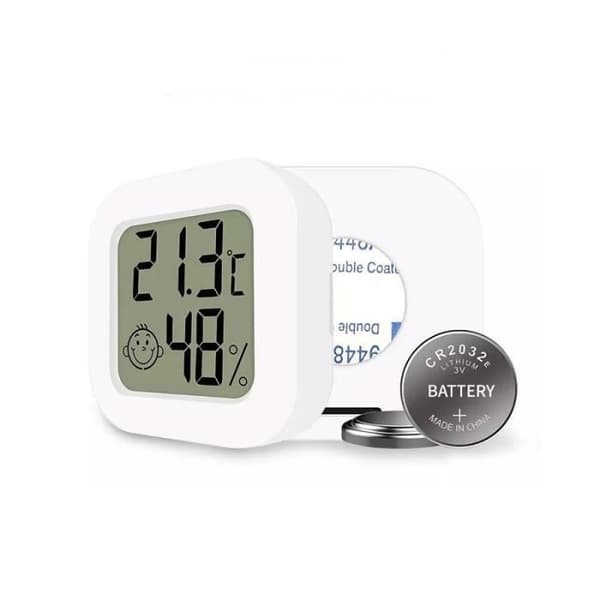 Innendørstermometer/hygrometer – mini – LCD – hvit – pakke med 2