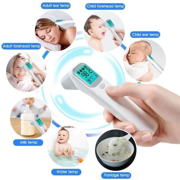 Pande- og øretermometer, infrarødt digitalt termometer til børn og voksne - grå